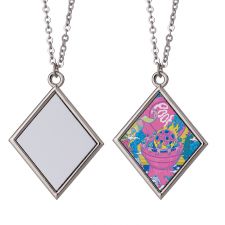 Sublimation Blank Metal Diamond Shape Necklace