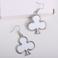 Sublimation Blank Metal Clubs Shape Earrings (Poker Series Jewelry)