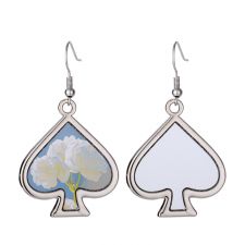 Sublimation Blank Metal Spade Shape Earrings (Poker Series Jewelry)