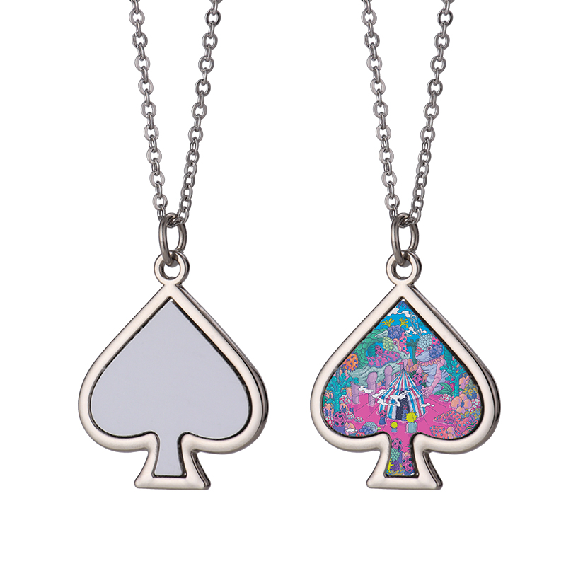 Sublimation Blank Metal Spade Shape Necklace