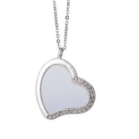 Sublimation Blank Rhinestones Heart Necklaces（silver）