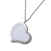 Sublimation Blank Rhinestones Heart Necklaces（silver）