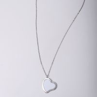 Sublimation Blank Rhinestones Heart Necklaces（silver）