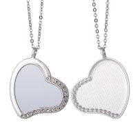 Sublimation Blank Rhinestones Heart Necklaces（silver）