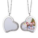 Sublimation Blank Rhinestones Heart Necklaces（silver）