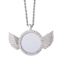 Angel wings Sublimation Blank Rhinestones Necklaces（silver）