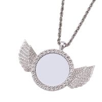 Angel wings Sublimation Blank Rhinestones Necklaces（silver）