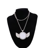 Angel wings Sublimation Blank Rhinestones Necklaces（silver）