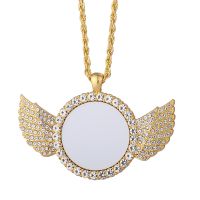 Angel wings Sublimation Blank Rhinestones Necklaces（gold）