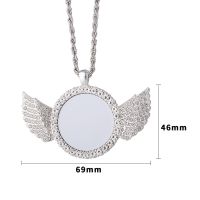 Angel wings Sublimation Blank Rhinestones Necklaces（silver）