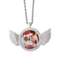 Angel wings Sublimation Blank Rhinestones Necklaces（silver）