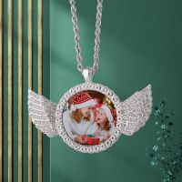 Angel wings Sublimation Blank Rhinestones Necklaces（silver）