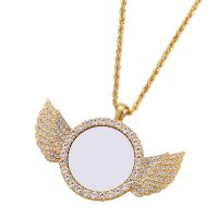 Angel wings Sublimation Blank Rhinestones Necklaces（gold）