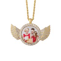 Angel wings Sublimation Blank Rhinestones Necklaces（gold）