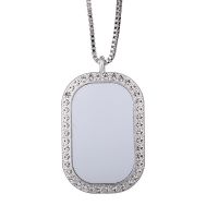 Sublimation Blank Square Fillet Rhinestones Necklaces（silver）