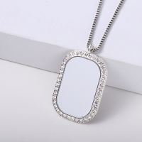 Sublimation Blank Square Fillet Rhinestones Necklaces（silver）