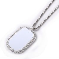 Sublimation Blank Square Fillet Rhinestones Necklaces（silver）