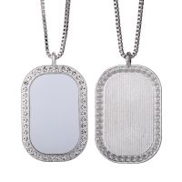 Sublimation Blank Square Fillet Rhinestones Necklaces（silver）