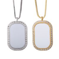 Sublimation Blank Square Fillet Rhinestones Necklaces（silver）