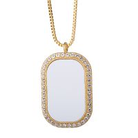 Sublimation Blank Square Fillet Rhinestones Necklaces(gold)