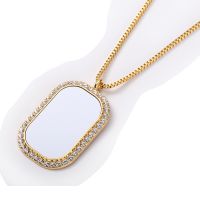 Sublimation Blank Square Fillet Rhinestones Necklaces(gold)