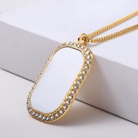 Sublimation Blank Square Fillet Rhinestones Necklaces(gold)