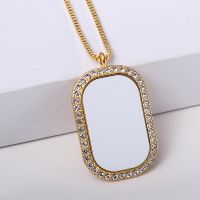 Sublimation Blank Square Fillet Rhinestones Necklaces(gold)