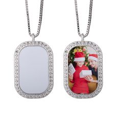 Sublimation Blank Square Fillet Rhinestones Necklaces（silver）