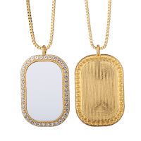 Sublimation Blank Square Fillet Rhinestones Necklaces(gold)