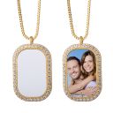 Sublimation Blank Square Fillet Rhinestones Necklaces(gold)