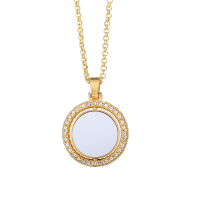 Sublimation Blank Rotatable Round Pendant Necklace（gold）