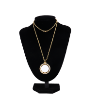 Sublimation Blank Rotatable Round Pendant Necklace（gold）