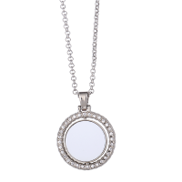 Sublimation Blank Rotatable Round Pendant Necklace(silver)