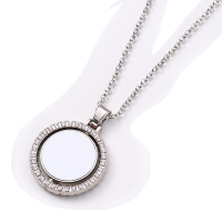 Sublimation Blank Rotatable Round Pendant Necklace(silver)