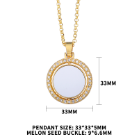 Sublimation Blank Rotatable Round Pendant Necklace（gold）