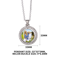 Sublimation Blank Rotatable Round Pendant Necklace(silver)