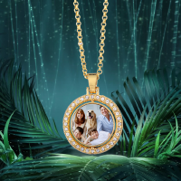 Sublimation Blank Rotatable Round Pendant Necklace（gold）