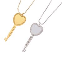 Sublimation Heart Shape  Rhinestone Key Necklace（gold）