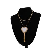 Sublimation Heart Shape  Rhinestone Key Necklace（gold）