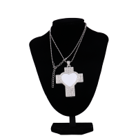 Sublimation Heart Cross Shape Rhinestone Necklace（silver）