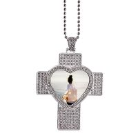 Sublimation Heart Cross Shape Rhinestone Necklace（silver）