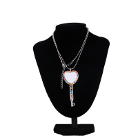 Sublimation Heart Shape Colourful Rhinestone Key Necklace（silver）