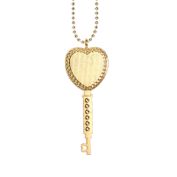 Sublimation Heart Shape Colourful Rhinestone Key Necklace（gold）