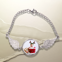 Sublimation Blank Metal Angel wing Bracelet with Round Tag