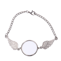 Sublimation Blank Metal Angel wing Bracelet with Round Tag