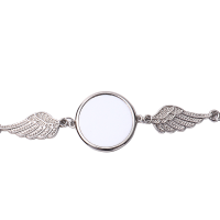 Sublimation Blank Metal Angel wing Bracelet with Round Tag