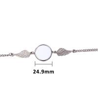 Sublimation Blank Metal Angel wing Bracelet with Round Tag