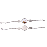 Sublimation Blank Metal Angel wing Bracelet with Round Tag