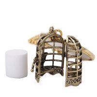 Sublimation Blanks Birdcage Car Hanger Ornaments Can Put Aromatherapy（gold）