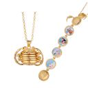 Sublimation Floating Magic 4 Photo Box Locket Necklace(gold)